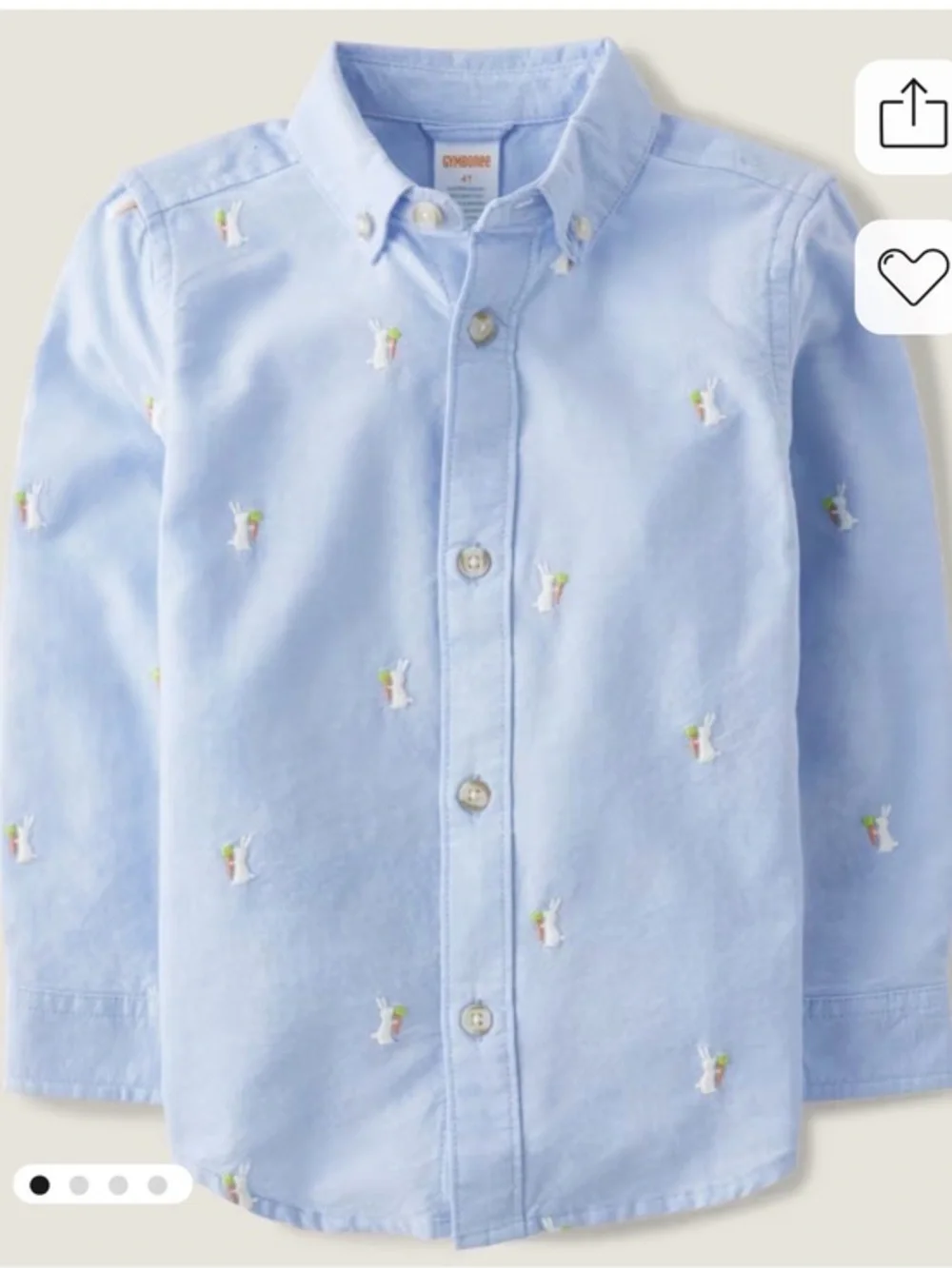 Gymboree Boys Embroidered Bunny Oxford Button Up Shirt Easter Blue 18-24 Months